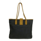 Saint Laurent Vintage Tote Bag Leather Triangle Logo Plate Gold Black Brown — view 2
