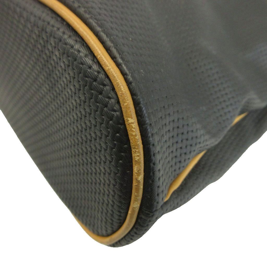 Saint Laurent Vintage Tote Bag Leather Triangle Logo Plate Gold Black Brown — view 8