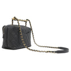 Chanel Shoulder Bag Quilted Small Calfskin Black Matte Gold — view 2