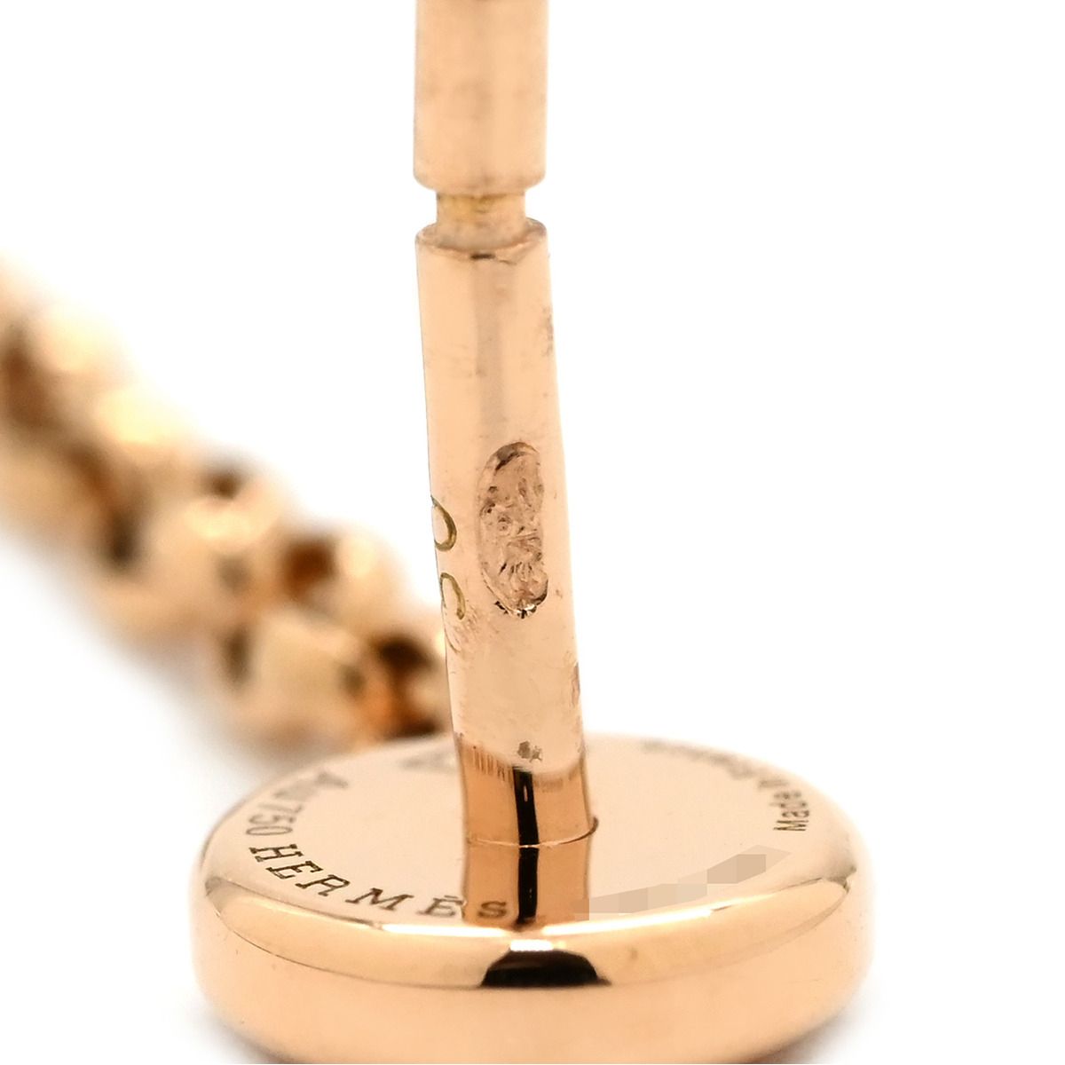Hermes Earrings Gambade H Rose Gold Pink Diamond Drop Swing — view 5