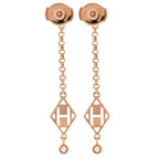 Hermes Earrings Gambade H Rose Gold Pink Diamond Drop Swing — view 2