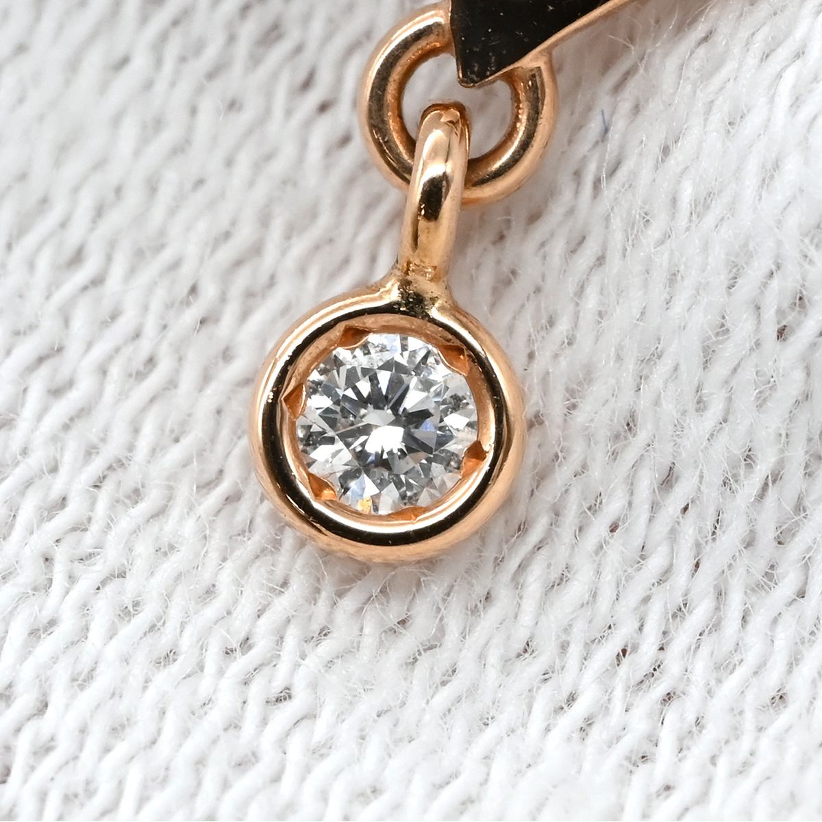 Hermes Earrings Gambade H Rose Gold Pink Diamond Drop Swing — view 8