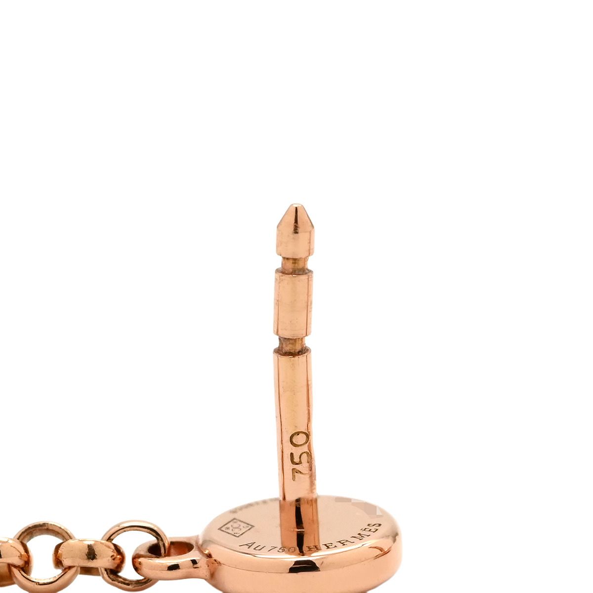 Hermes Earrings Gambade H Rose Gold Pink Diamond Drop Swing — view 4