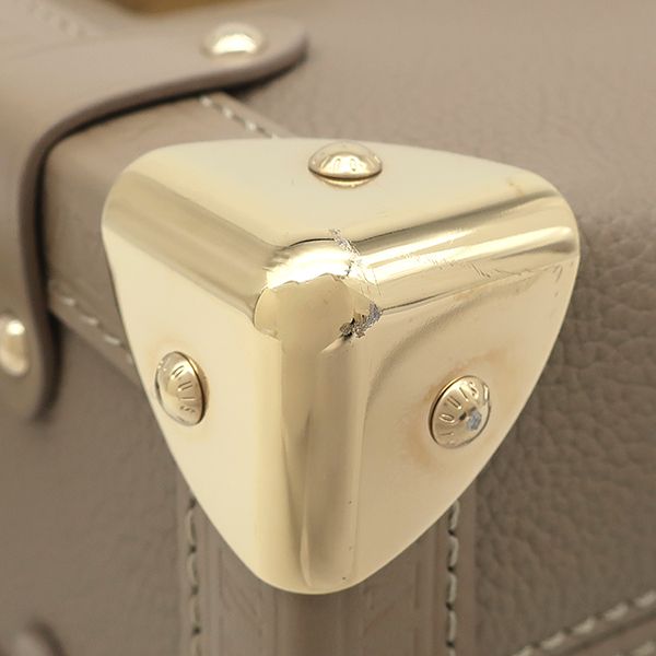 Louis Vuitton 2-Way Bag Side Trunk MM Grain Calf Leather Taupe Gold Handbag — view 4