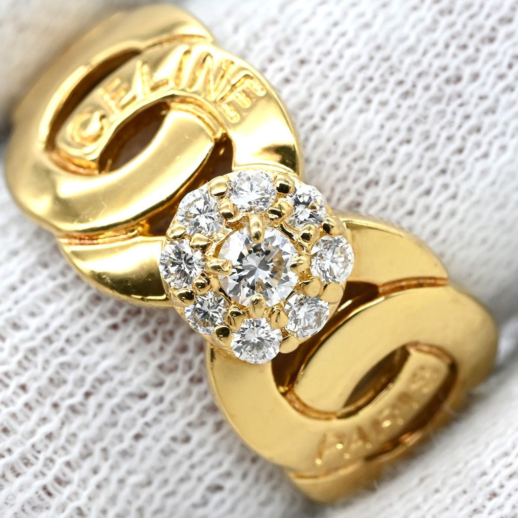 Celine Ring Diamond Logo Circle Yellow Gold 18k — view 7