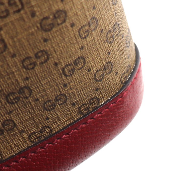 Gucci Doraemon Mini GG Supreme Shoulder Bag Beige Bordeaux Bucket — view 6