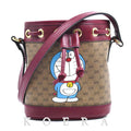 Gucci Doraemon Mini GG Supreme Shoulder Bag Beige Bordeaux Bucket