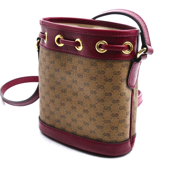 Gucci Doraemon Mini GG Supreme Shoulder Bag Beige Bordeaux Bucket — view 2