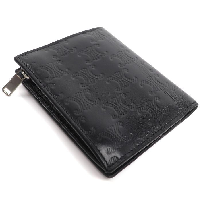 Celine Triomphe Compact Wallet Bifold Black Embossed — view 2