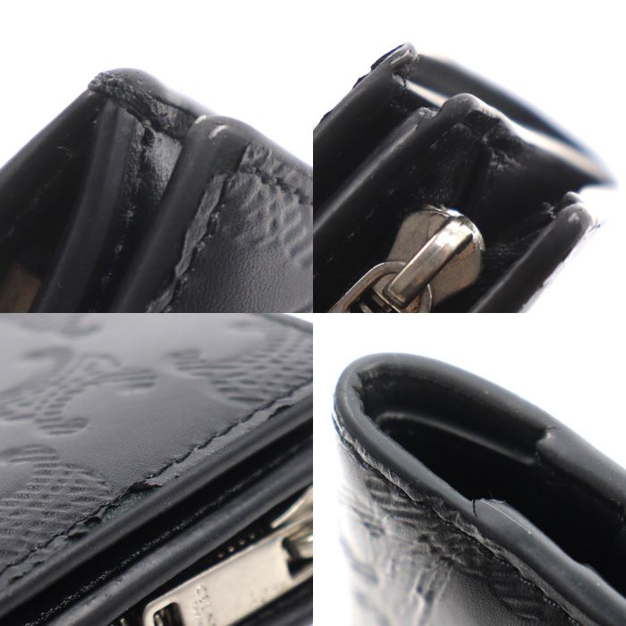 Celine Triomphe Compact Wallet Bifold Black Embossed — view 6
