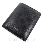 Celine Triomphe Compact Wallet Bifold Black Embossed