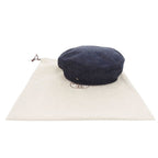 Hermes Saint Honore Sellier Buttons Denim Cotton Blue Beret Hat — view 2