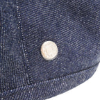 Hermes Saint Honore Sellier Buttons Denim Cotton Blue Beret Hat — view 5