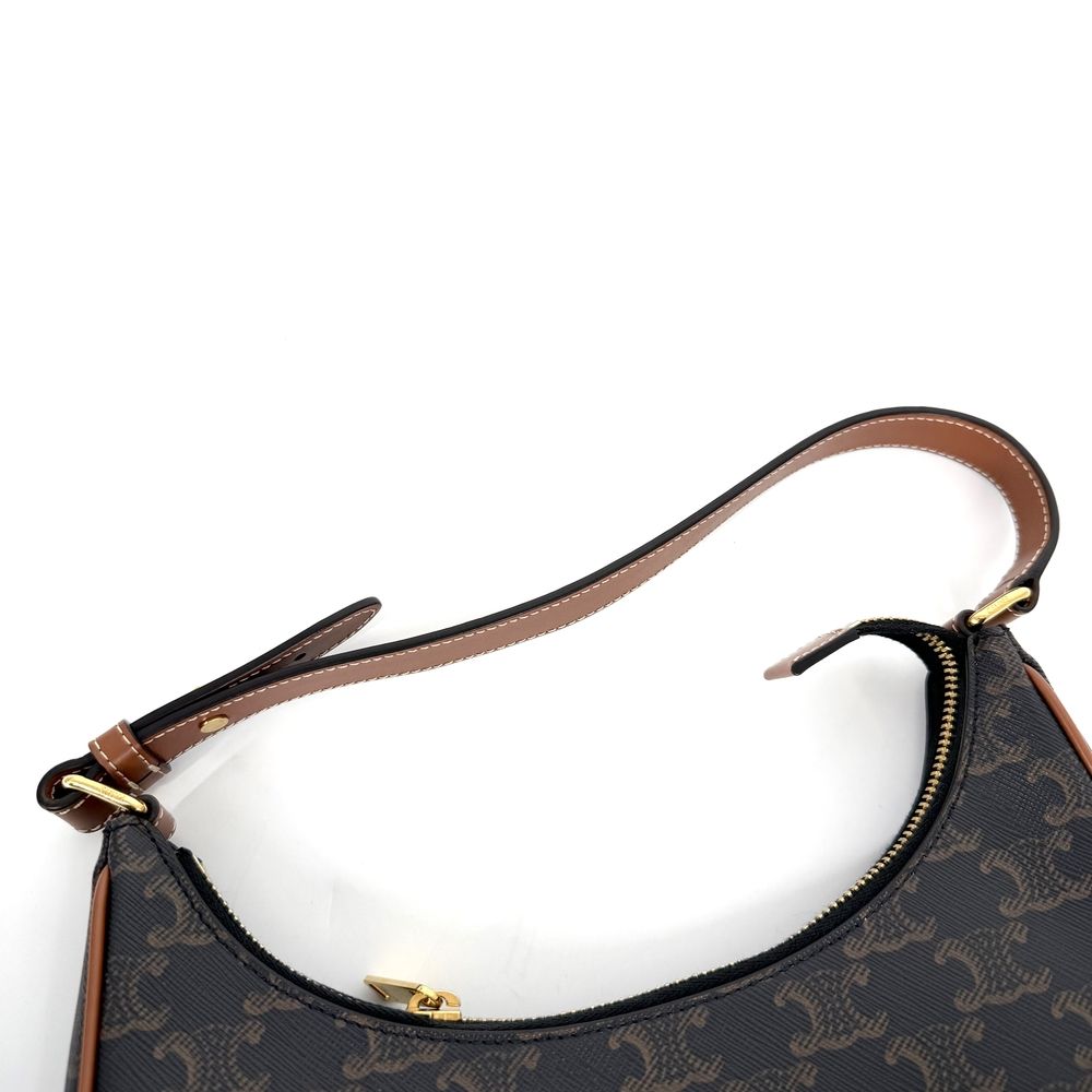 Celine Macadam Ava Logo Shoulder Bag Calfskin Brown Gold — view 7