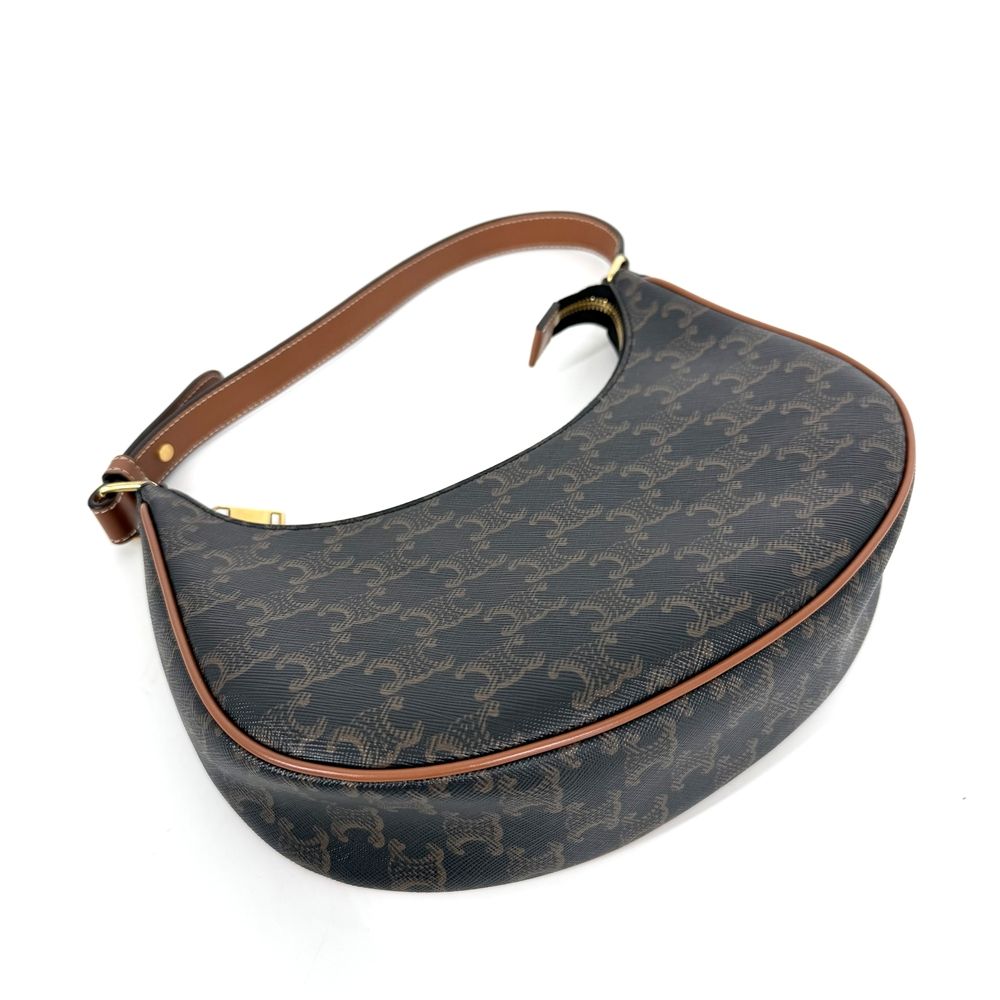 Celine Macadam Ava Logo Shoulder Bag Calfskin Brown Gold — view 3