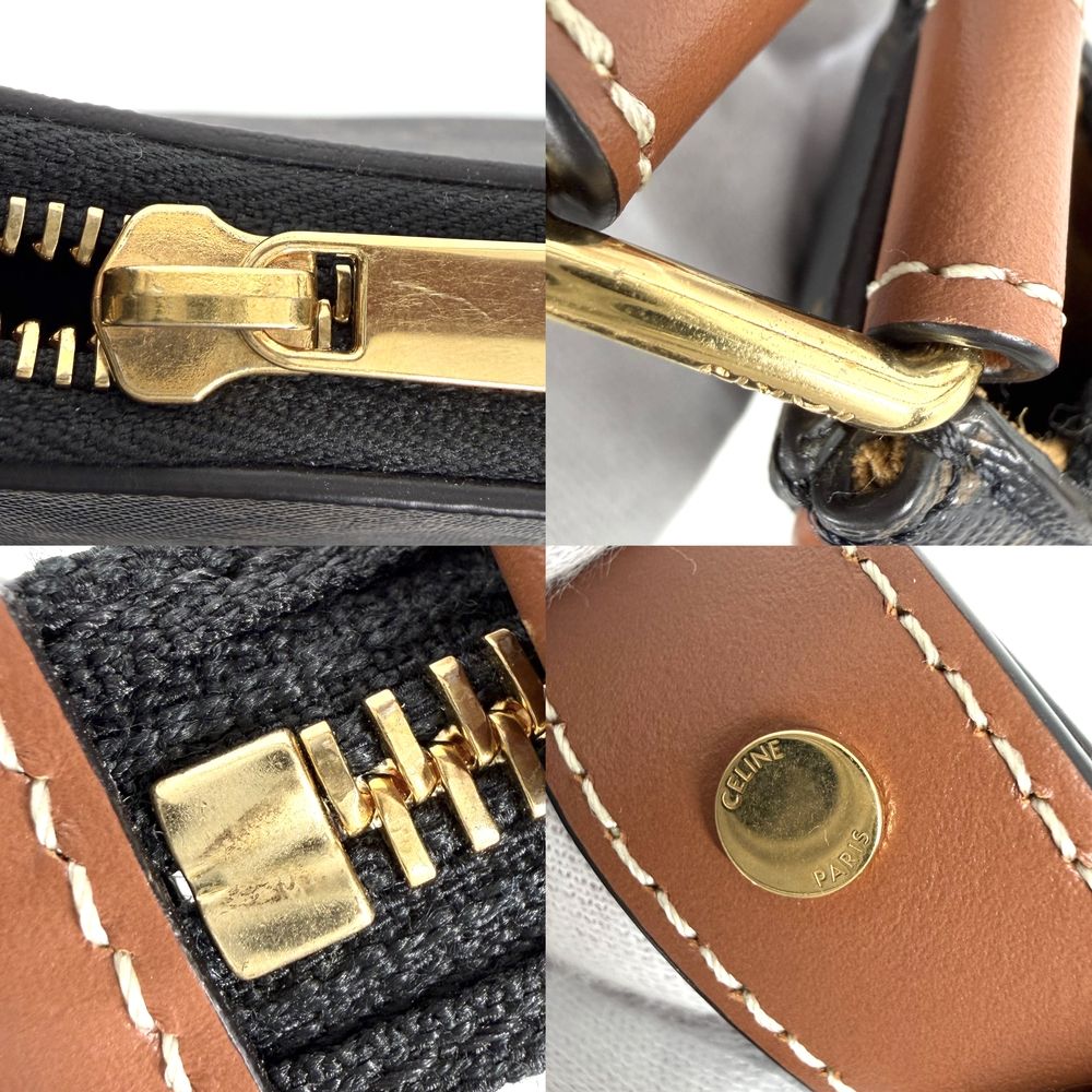 Celine Macadam Ava Logo Shoulder Bag Calfskin Brown Gold — view 6