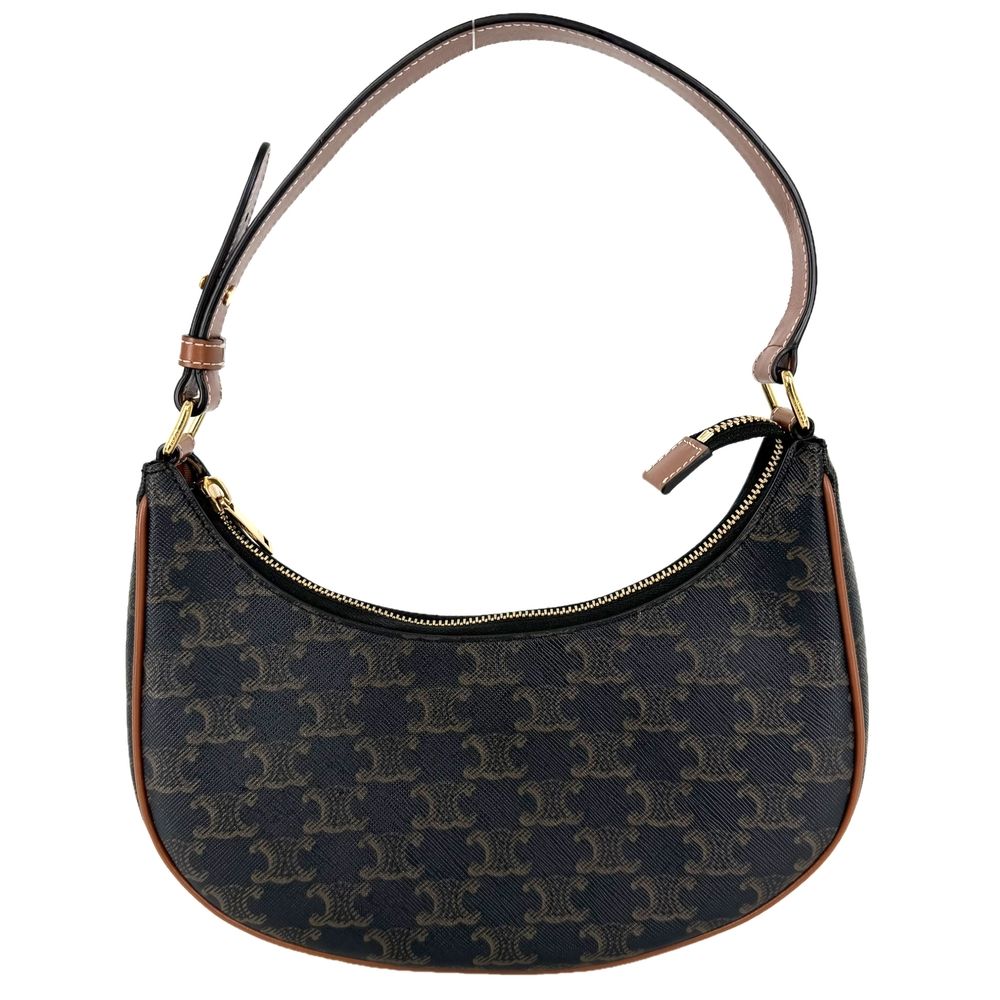 Celine Macadam Ava Logo Shoulder Bag Calfskin Brown Gold