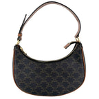 Celine Macadam Ava Logo Shoulder Bag Calfskin Brown Gold