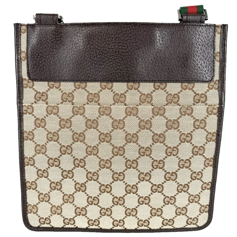 Gucci Shoulder Bag Sherry Line Crossbody GG Canvas Leather Beige Silver — view 2