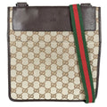Gucci Shoulder Bag Sherry Line Crossbody GG Canvas Leather Beige Silver