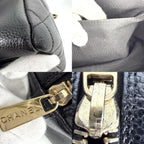 Chanel Tote Quilted Chain Handbag Shoulder CC Logo Caviar Leather Black Gold — view 7