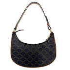 Celine Ava Triomphe One Handle Shoulder Bag Canvas Calfskin Brown Gold — view 2