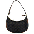 Celine Ava Triomphe One Handle Shoulder Bag Canvas Calfskin Brown Gold