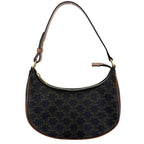 Celine Ava Triomphe One Handle Shoulder Bag Canvas Calfskin Brown Gold
