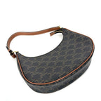 Celine Ava Triomphe One Handle Shoulder Bag Canvas Calfskin Brown Gold — view 3