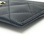 Chanel Card Case CC Logo Timeless Classic Quilted Caviar Leather Black — view 6
