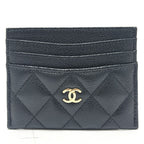 Chanel Card Case CC Logo Timeless Classic Quilted Caviar Leather Black
