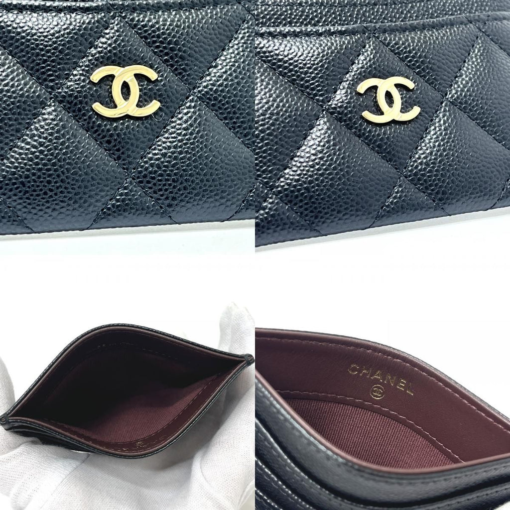 Chanel Card Case CC Logo Timeless Classic Quilted Caviar Leather Black — view 8