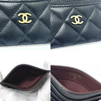 Chanel Card Case CC Logo Timeless Classic Quilted Caviar Leather Black — view 8