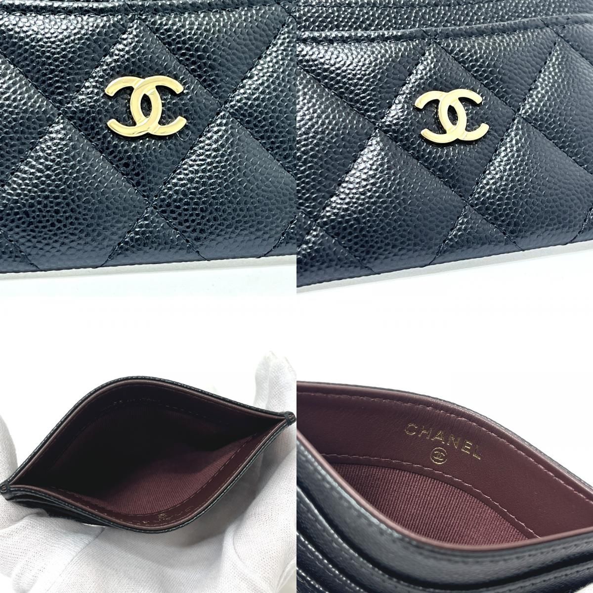 Chanel Card Case CC Logo Timeless Classic Quilted Caviar Leather Black — view 8