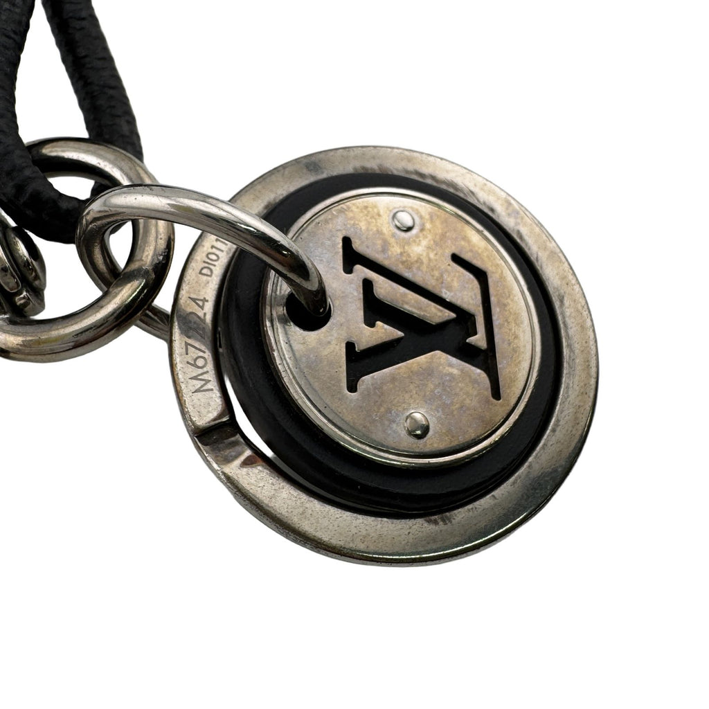 Louis Vuitton Key Holder Leather Rope Damier Graphite Key Ring Charm Black — view 2