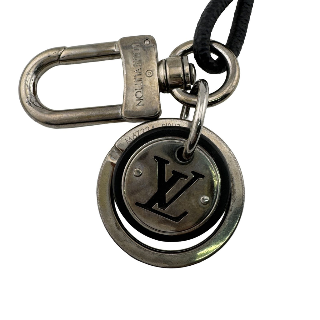 Louis Vuitton Key Holder Leather Rope Damier Graphite Key Ring Charm Black