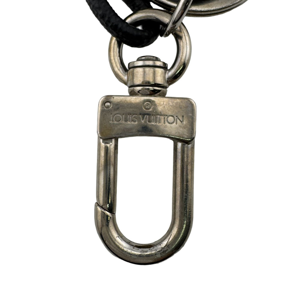Louis Vuitton Key Holder Leather Rope Damier Graphite Key Ring Charm Black — view 3