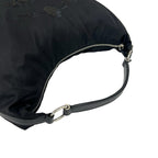 Prada Logo Embroidery Pocono Tessuto Nylon Leather Shoulder Bag Black — view 4