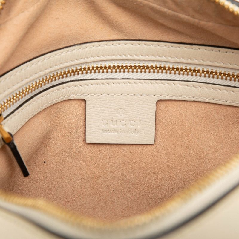 Gucci GG Supreme Horsebit Crossbody Shoulder Bag Beige White Leather — view 5