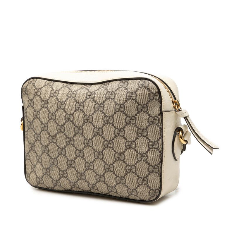 Gucci GG Supreme Horsebit Crossbody Shoulder Bag Beige White Leather — view 2
