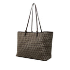 Fendi Zucchino Tote Shoulder Bag Brown Beige Canvas Leather — view 2