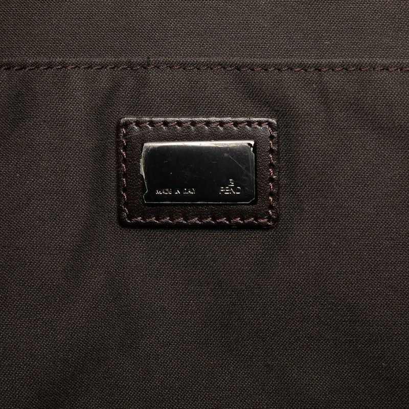 Fendi Zucchino Tote Shoulder Bag Brown Beige Canvas Leather — view 5