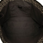 Fendi Zucchino Tote Shoulder Bag Brown Beige Canvas Leather — view 4