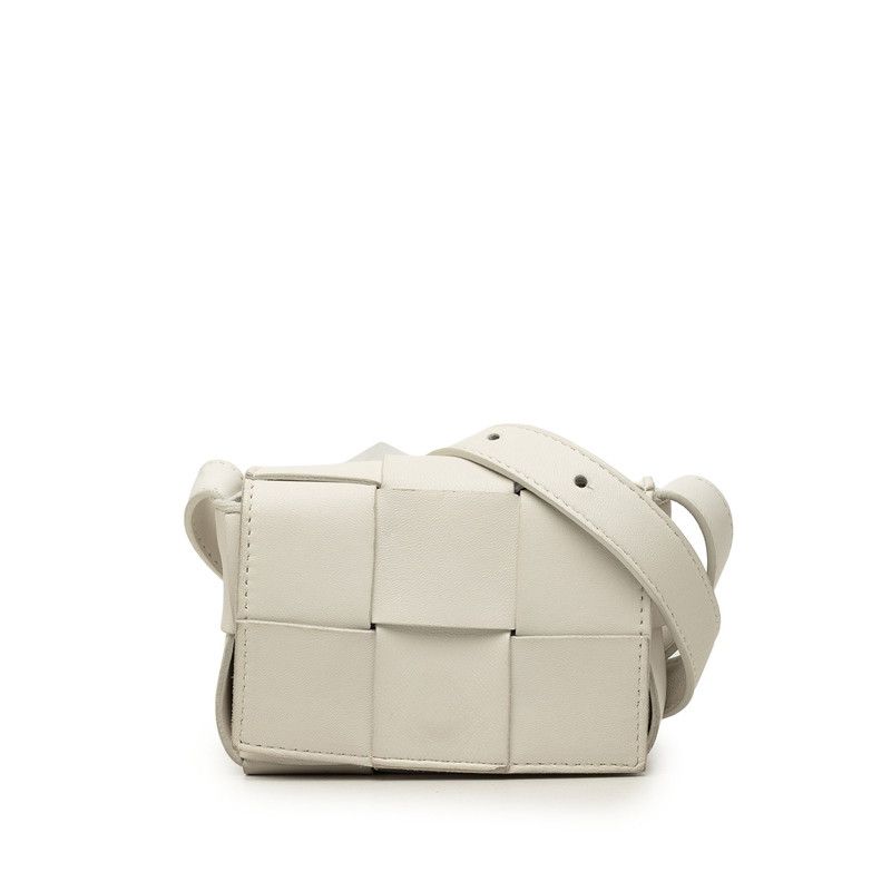 Bottega Veneta Maxi Intrecciato Cassette Mini Crossbody Shoulder Bag White