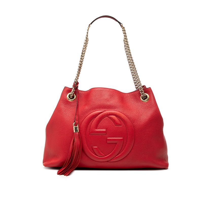 Gucci Soho Chain Shoulder Bag Tassel Red Leather
