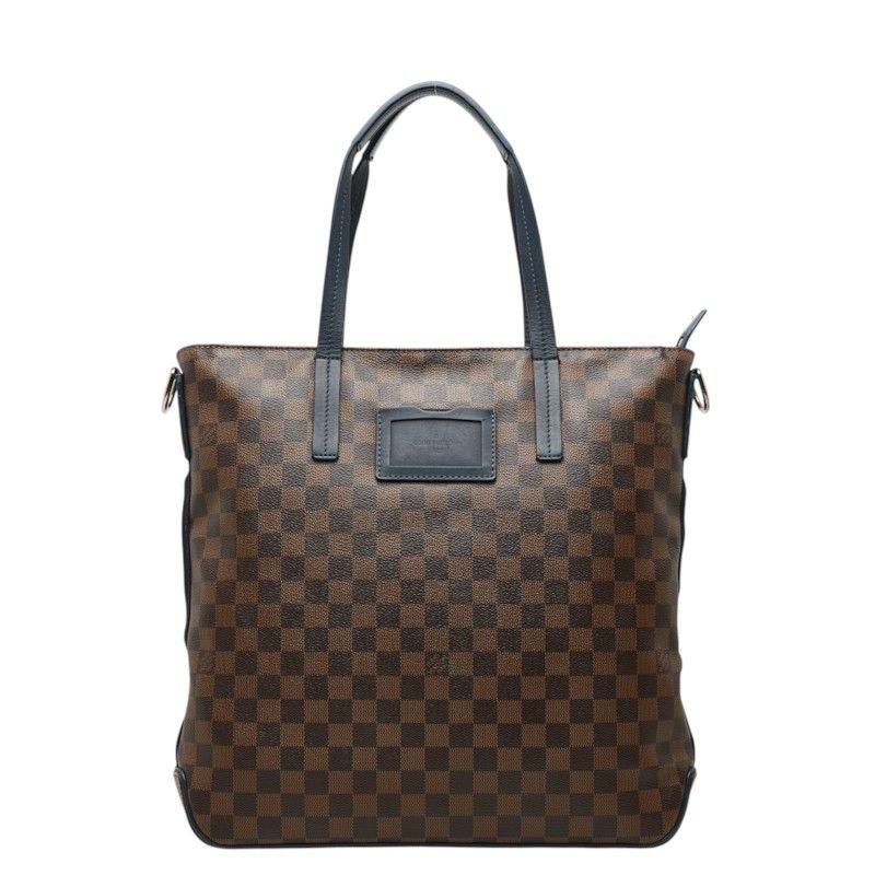 Louis Vuitton Damier Herald Tote Bag Brown Navy Leather