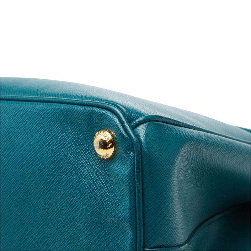 Prada Galleria Shoulder Bag Blue Green Saffiano Leather — view 6