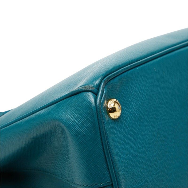 Prada Galleria Shoulder Bag Blue Green Saffiano Leather — view 5