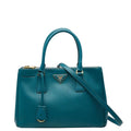 Prada Galleria Shoulder Bag Blue Green Saffiano Leather