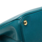Prada Galleria Shoulder Bag Blue Green Saffiano Leather — view 7